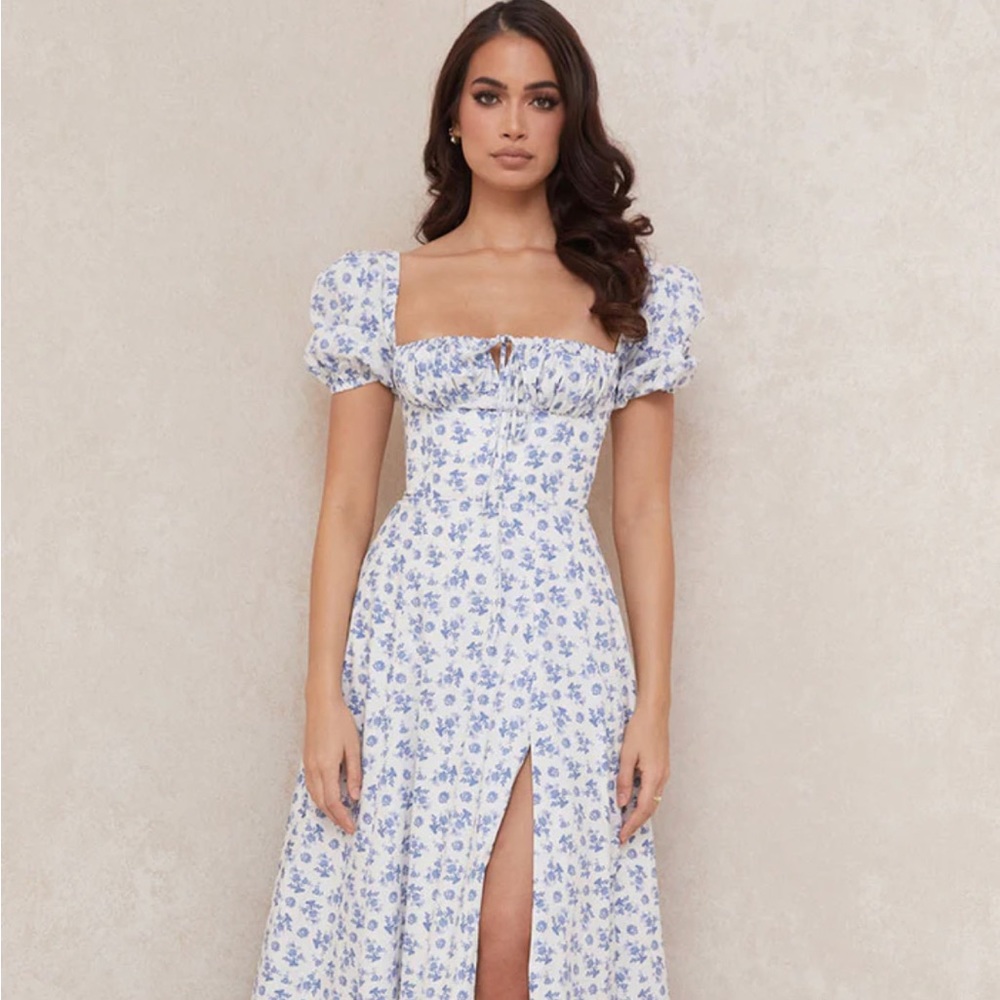 Rose dress blue floral dress